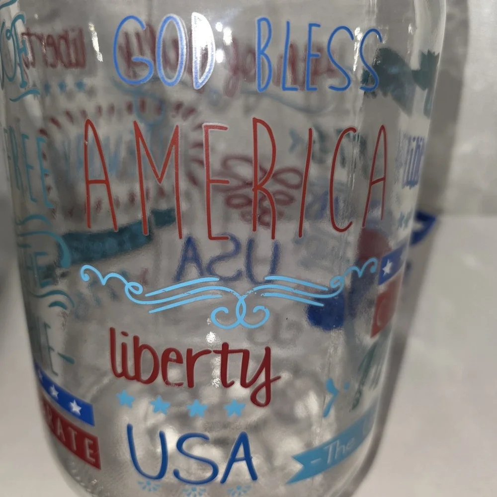 Americana Patriotic‎ Glass Drink Dispenser 1776 Red White Blue 250th Anniversary